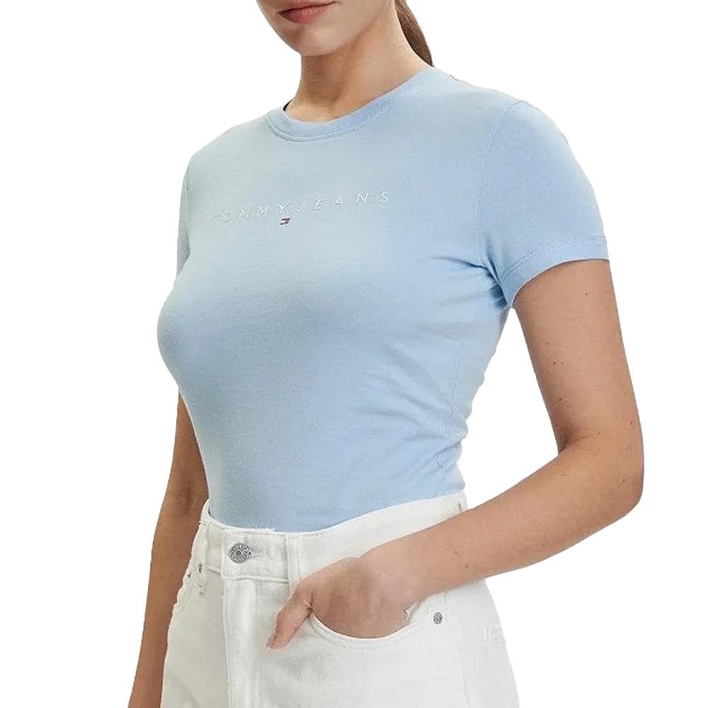 T-shirt Slim Bleu Femme Tommy Hilfiger Linear 1