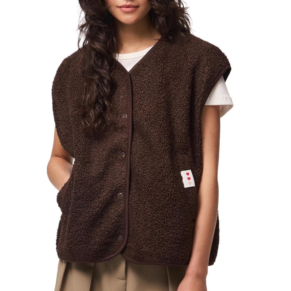 Gilet sans manche Marron Femme Pieces Katty 1