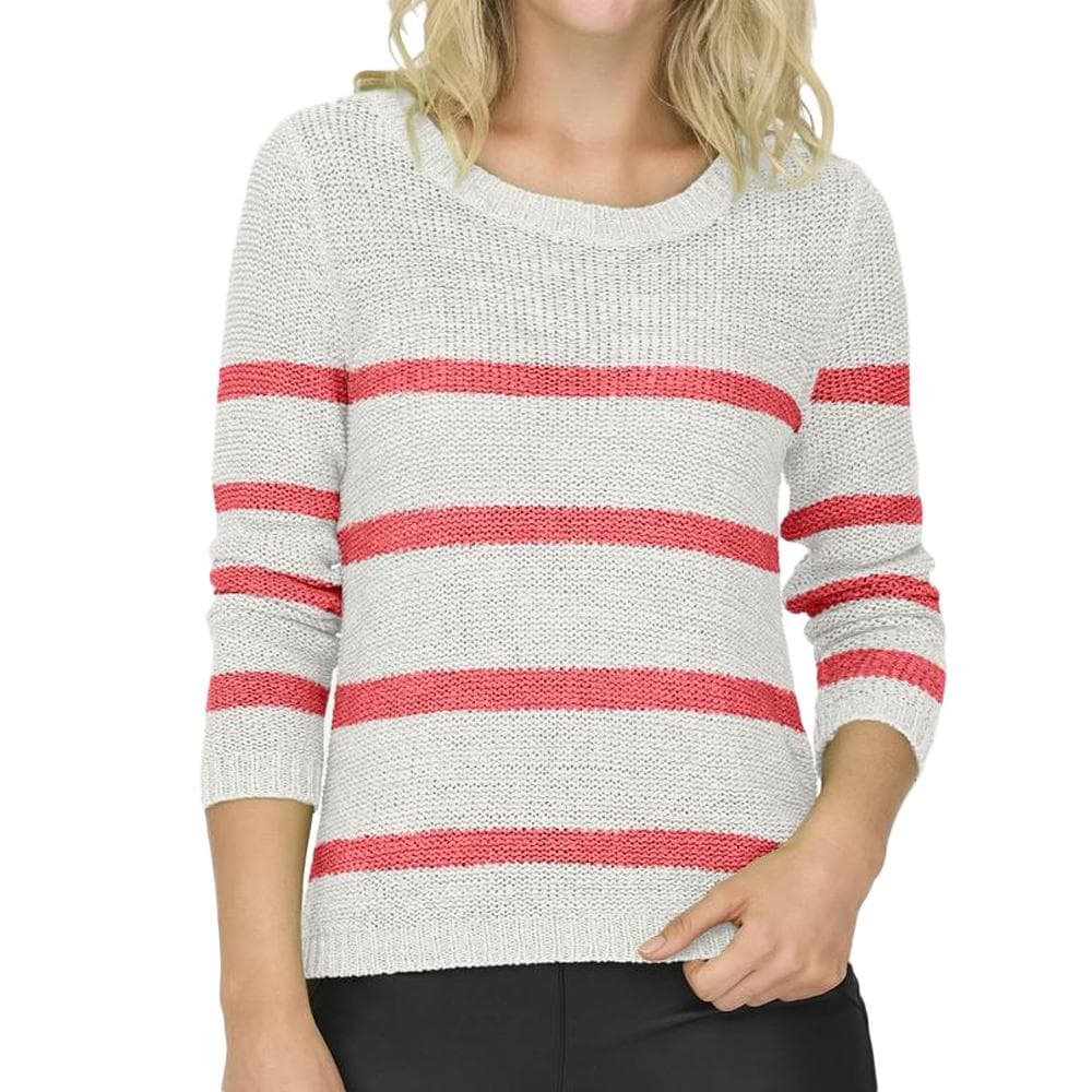 Pull à Rayures Ecru/Corail Femme Only Geena Xo 1