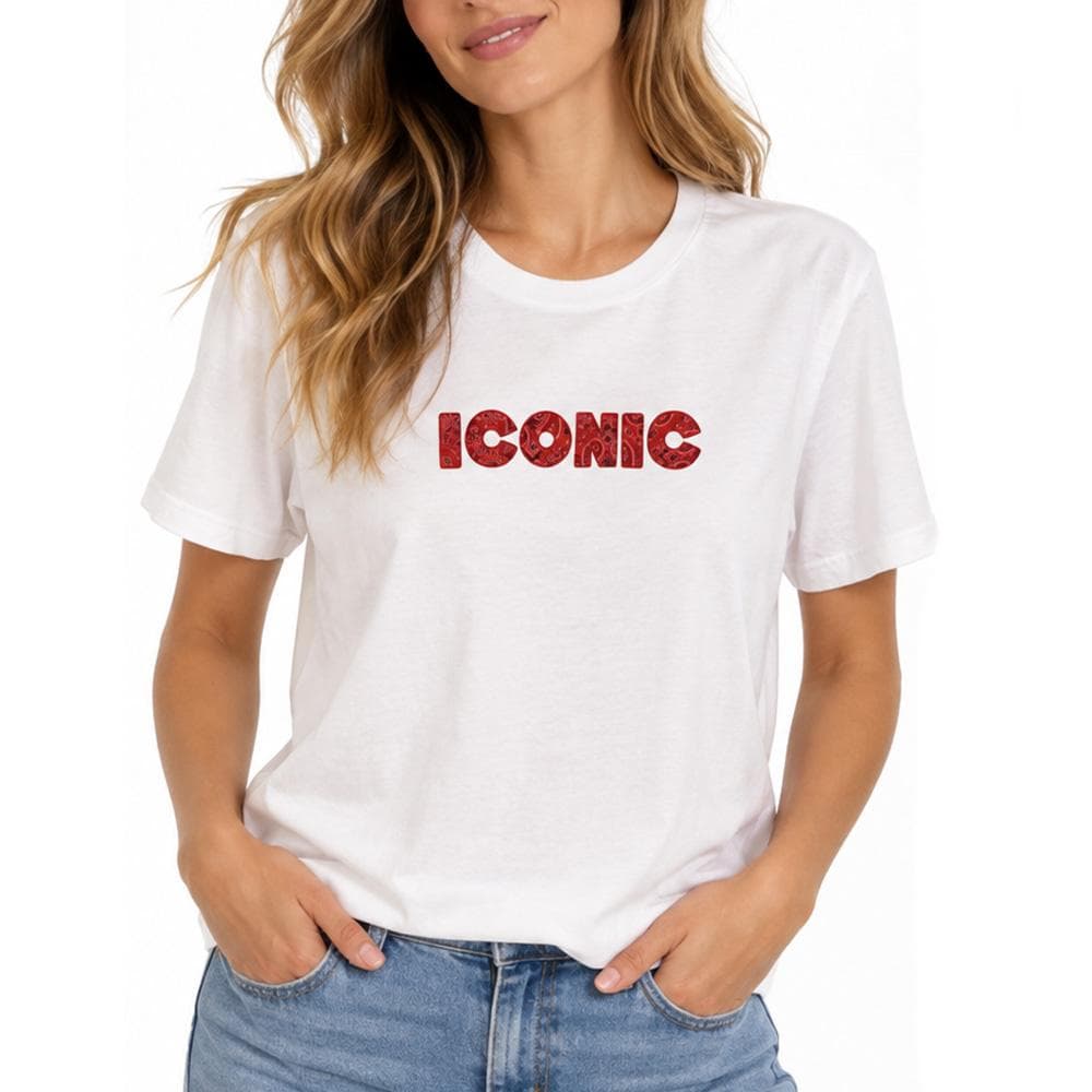 T-Shirt Blanc Femme Mère et Fille Iconic Bandana Rouge 1