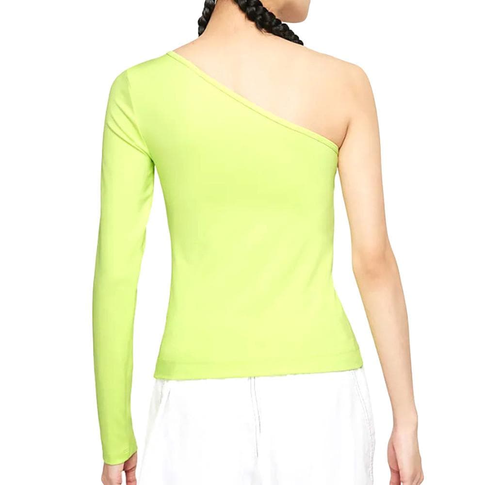 T-shirt asymétrique à manches longues Vert Fluo Femme Nike 2