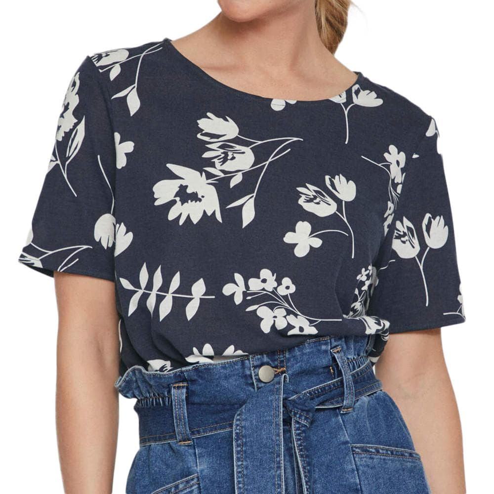T-shirt Marine à fleurs Femme Vila Mooney 1
