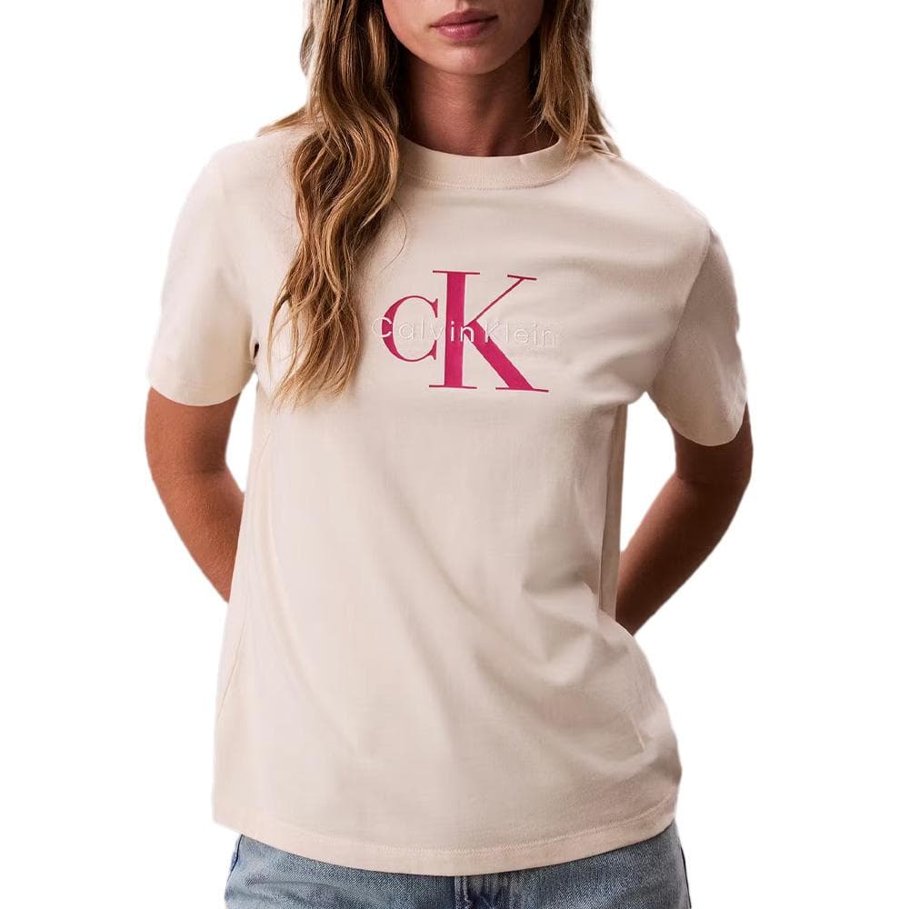 T-Shirt Beige Femme Calvin Klein Jeans Hero 1