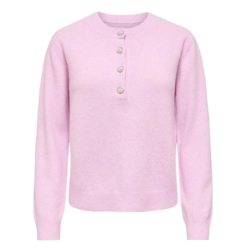 Pull Rose Femme Only Half Button 3