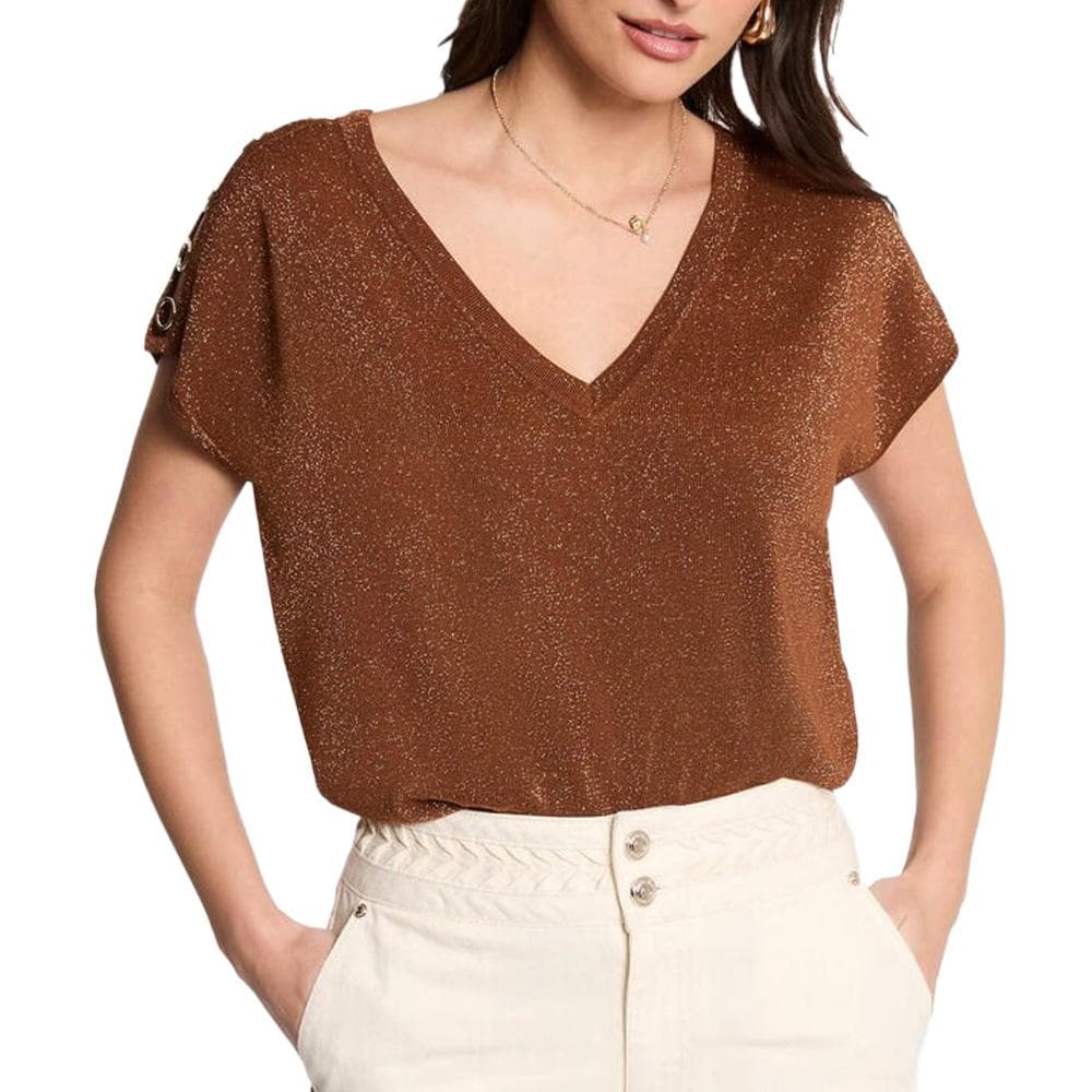 T-Shirt Marron/Doré Femme Morgan MRING 1