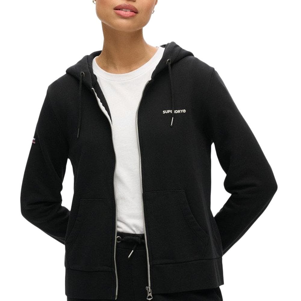 Sweat Zippée Noir Femme Superdry Plain Zip Hood 1