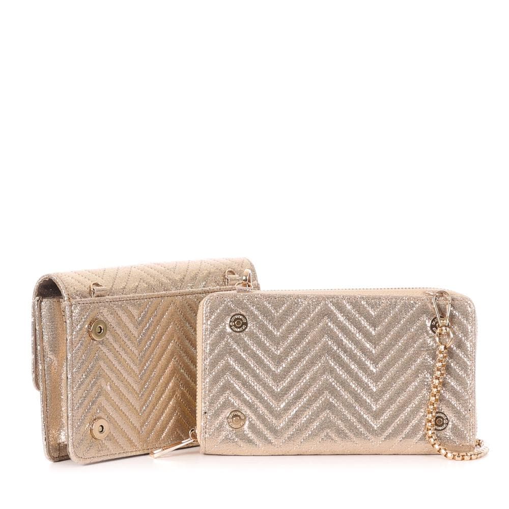 Sac à Bandoulière Doré Femme Stella Green Chevron 3