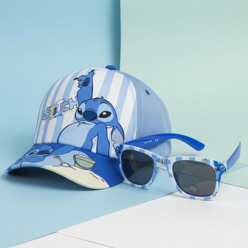 Kit Casquette + Lunette de Soleil Bleu à Rayures Enfant Sport Zone Stitch 2