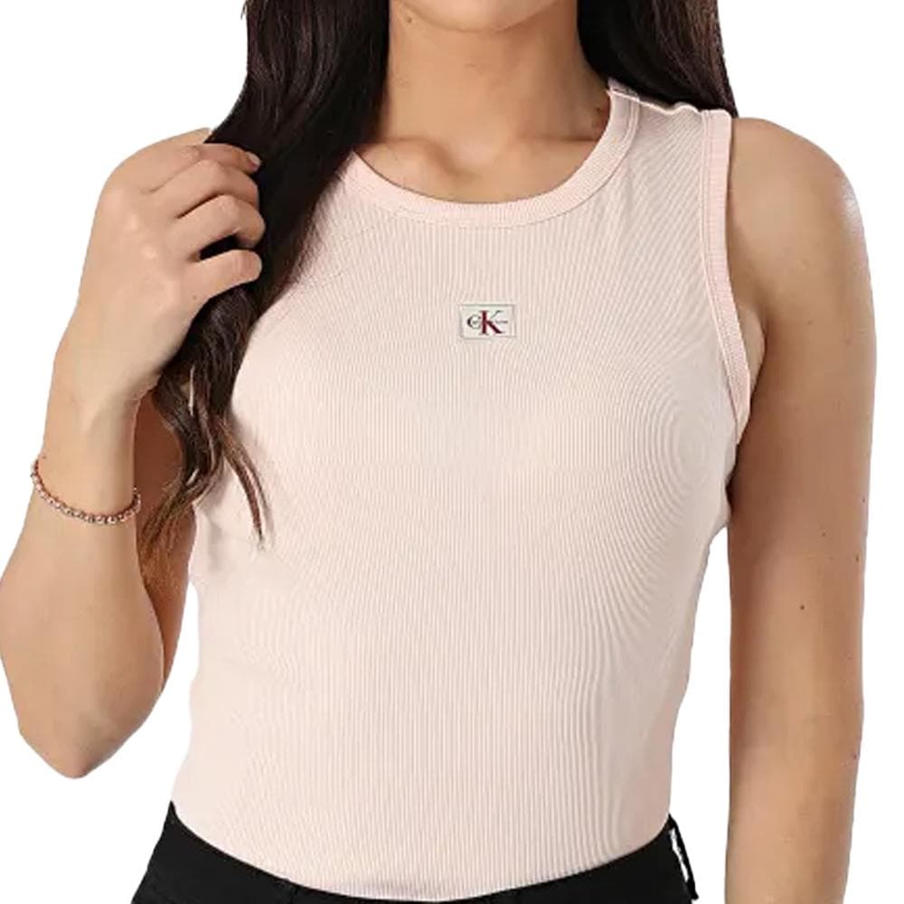 Débardeur Rose Femme Calvin Klein Jeans Label 1