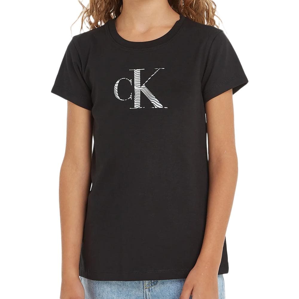 T-shirt Noir Fille Calvin Klein Jeans Iridescent IG0IG02433 1