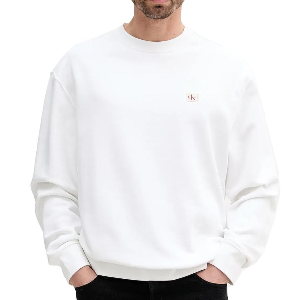 Sweat Blanc Homme Calvin Klein Jeans Badge Terry 1