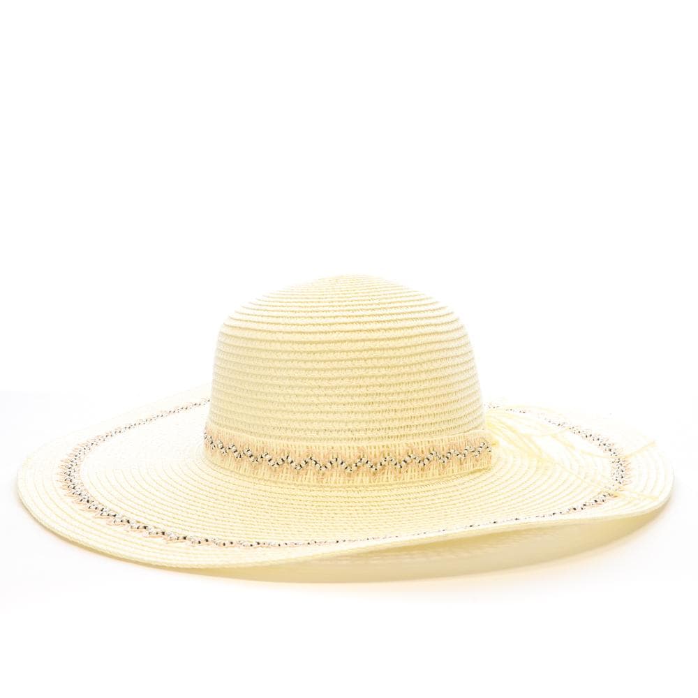 Chapeau de soleil en paille Beige à large bord Via Lorenzo SPCH1510 1