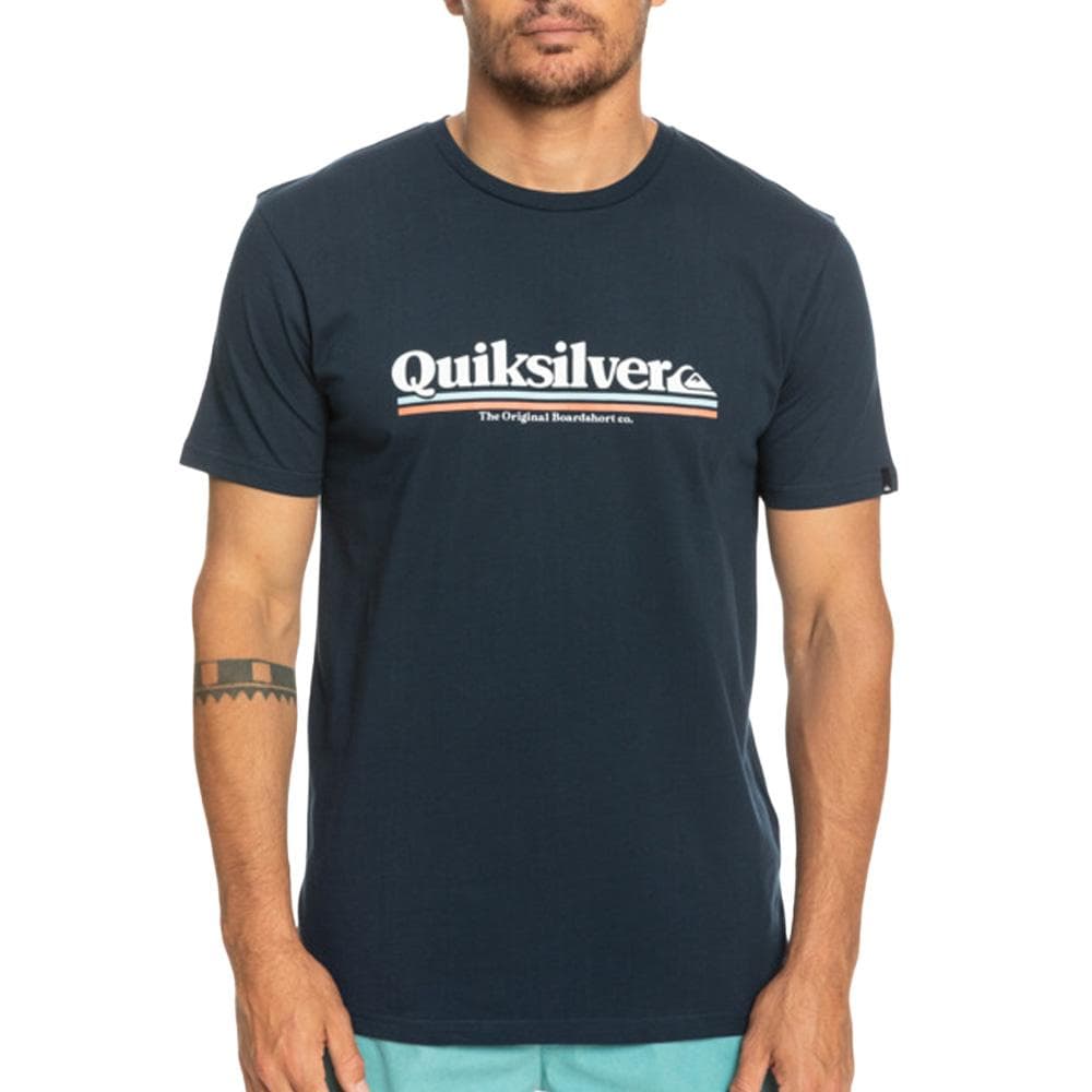 T-Shirt Marine Homme Quiksilver Warpedframes 1