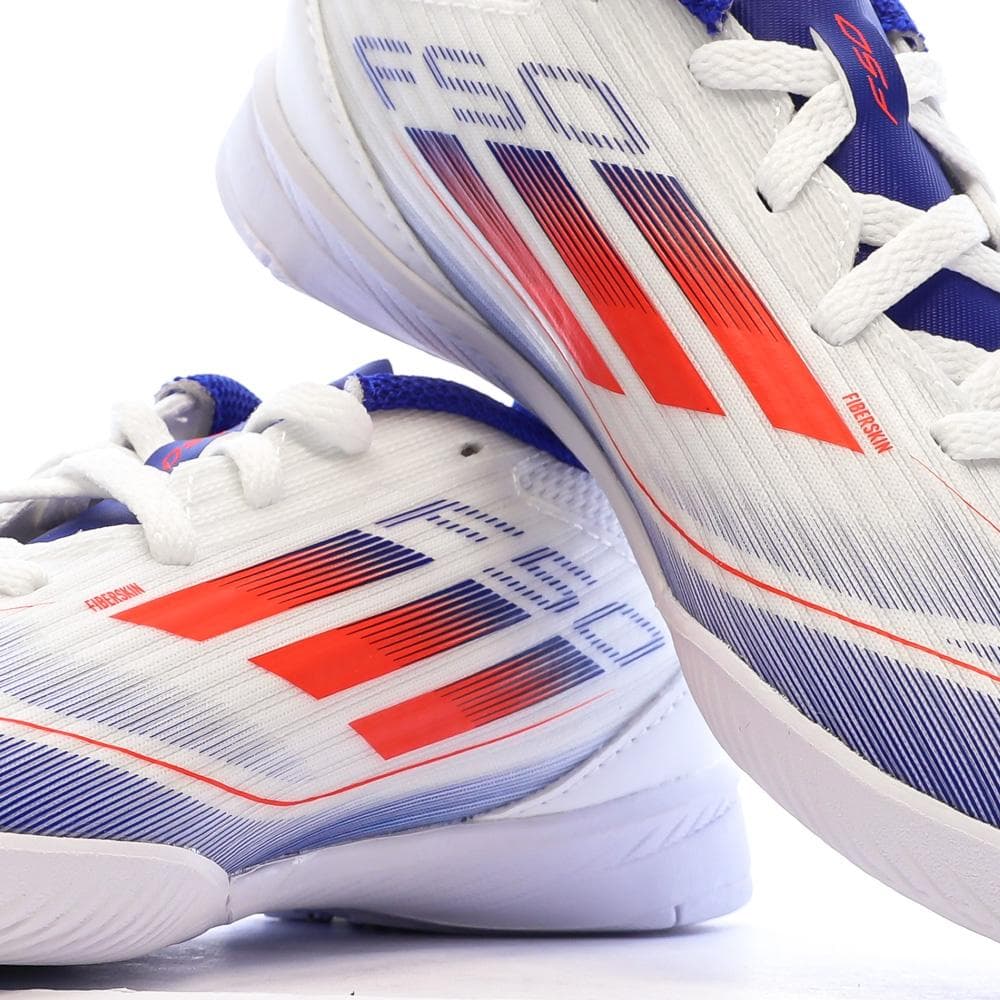 Chaussures de futsal Blanches/Bleu Garçon Adidas F50 League 7