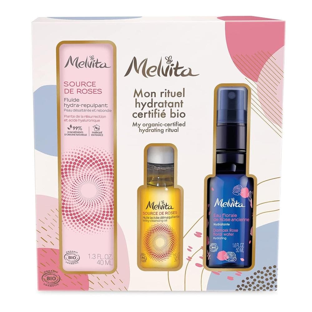 Coffret Fluide Hydra-Repulpant/Lait Démaquillant/Eau florale Melvita Bio 8TZ0052 1