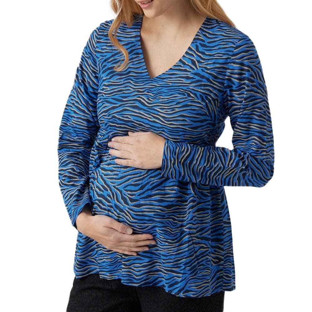 Blouse Bleu/Noir Femme Mamalicious Costa 1