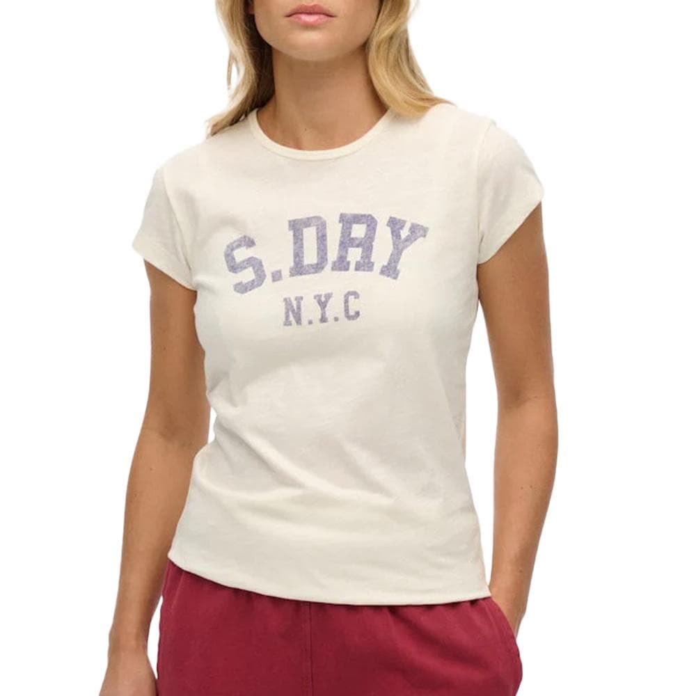 T-Shirt Beige Femme Superdry Athletic 1