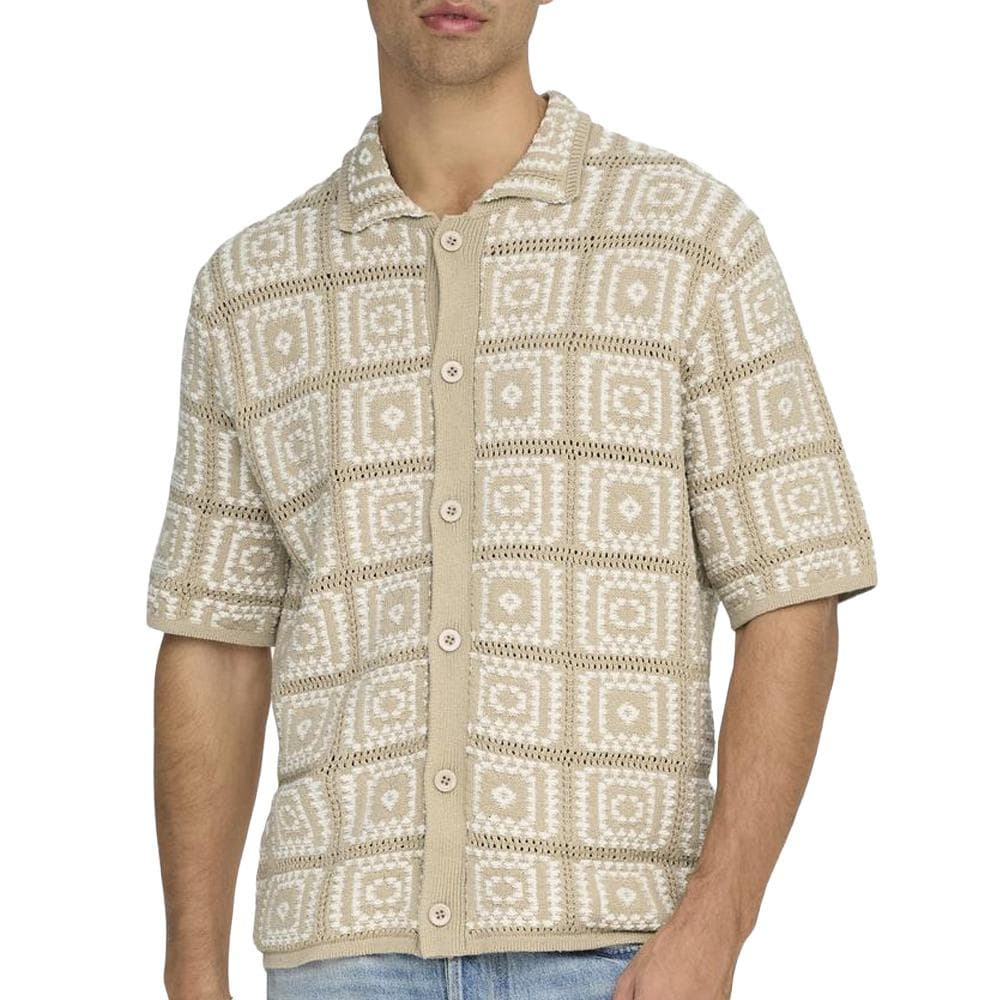 Chemise à Maille Beige/Ecru Homme Only & Sons Bart RLX 5 SS 1