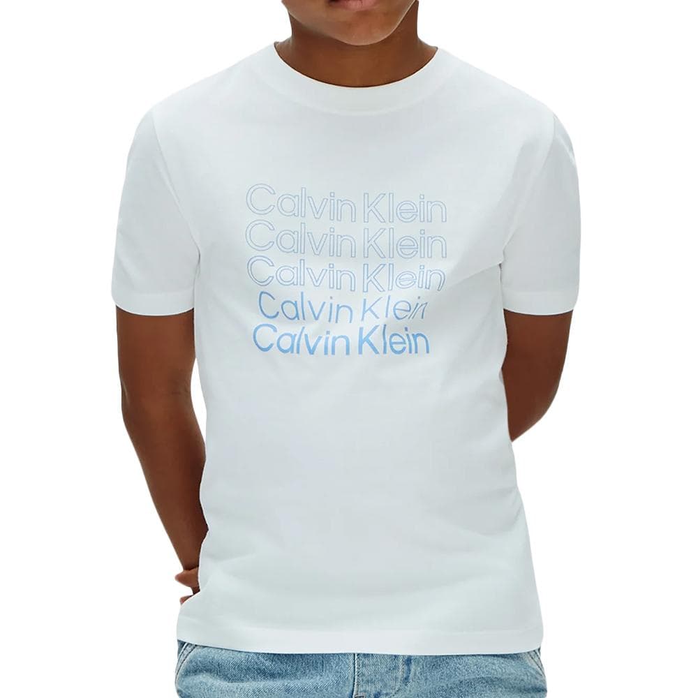 T-Shirt Bleu clair Garçon Calvin Klein Jeans Stacked 1