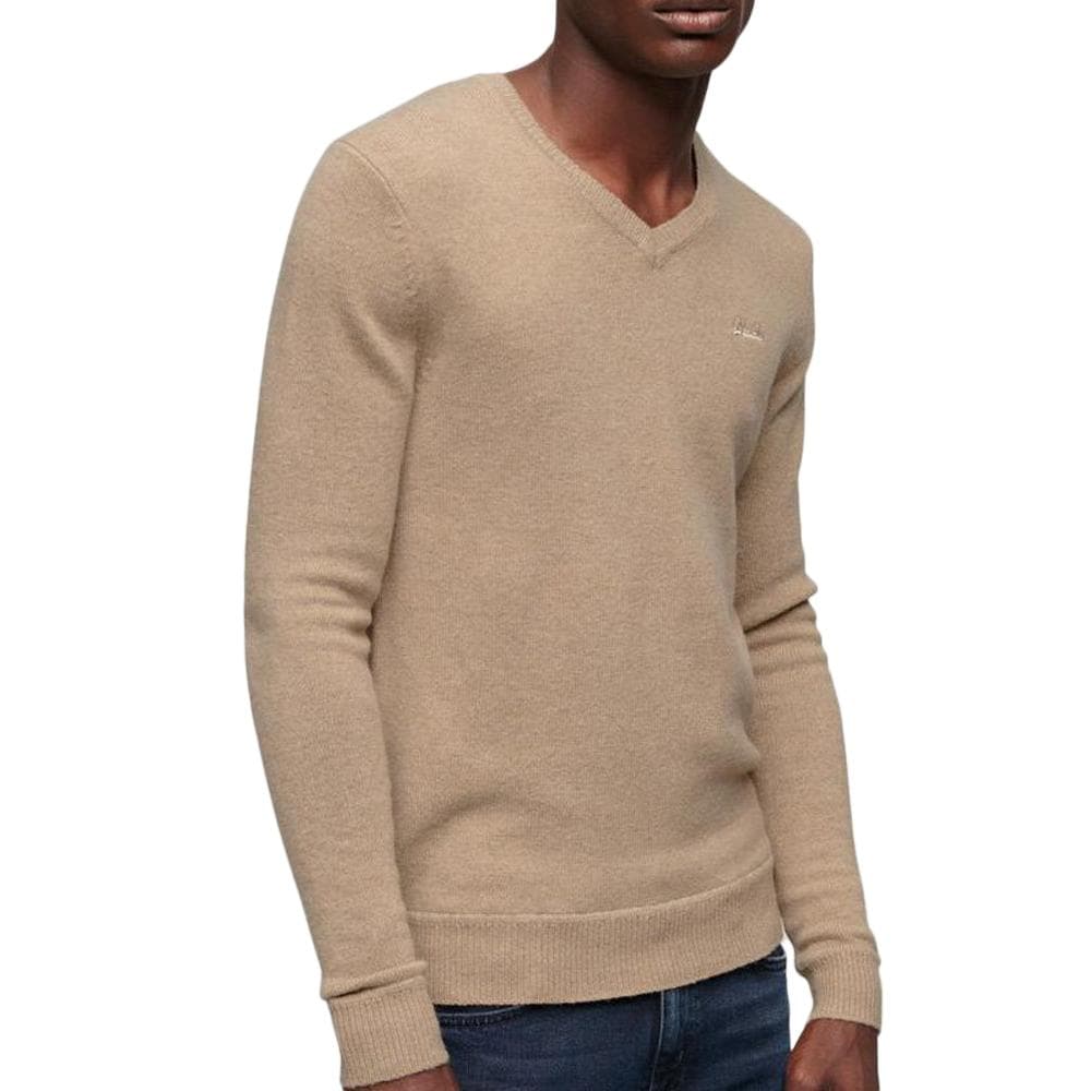 Pull Beige Homme Superdry Essential Vee Knit 1