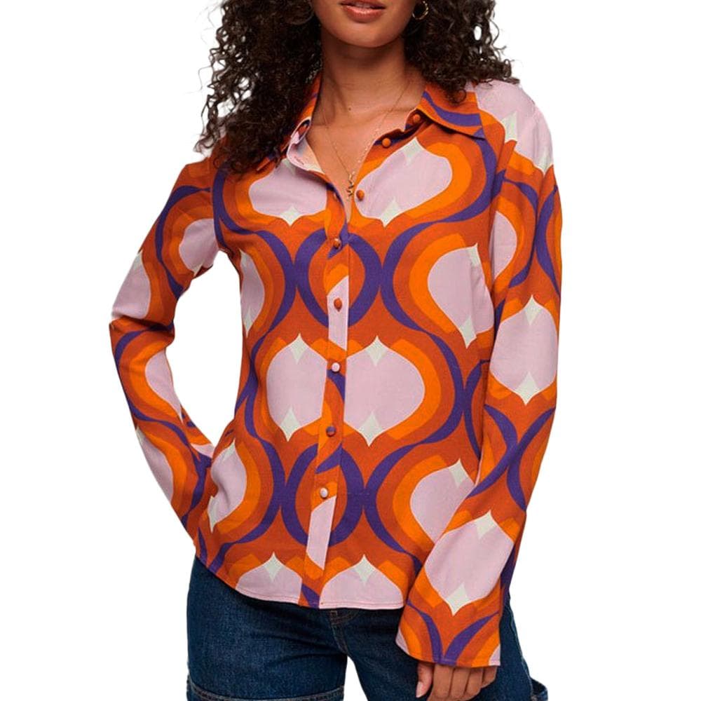 Chemise Orange/Rose à Motifs Femme Superdry 70s Print 1