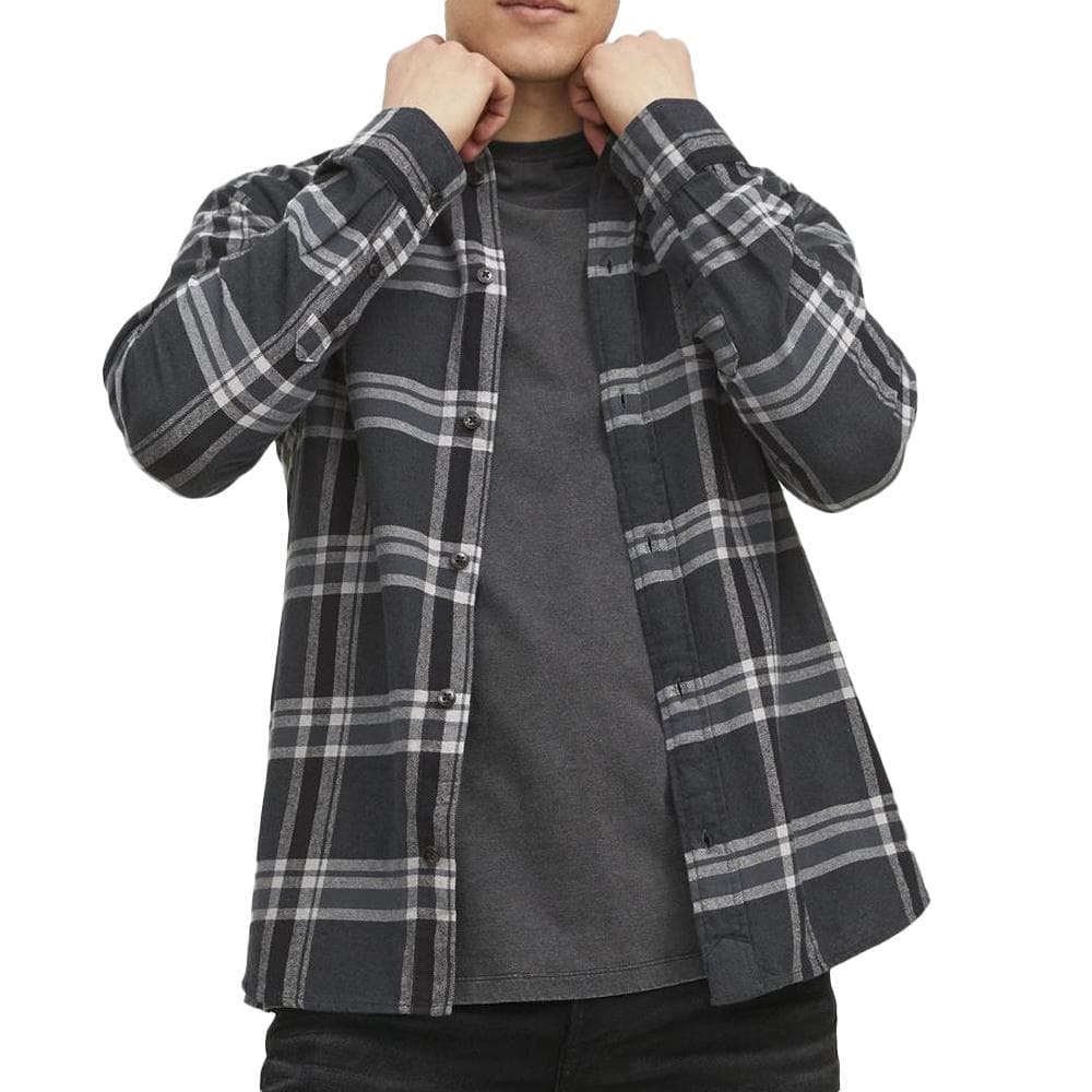 Chemise Noire/Grise à Motifs Homme Jack & Jones Brook Check 1