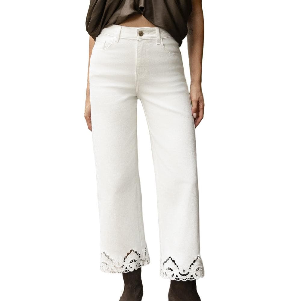 Jean Wide Blanc Femme Oraije Nola 1