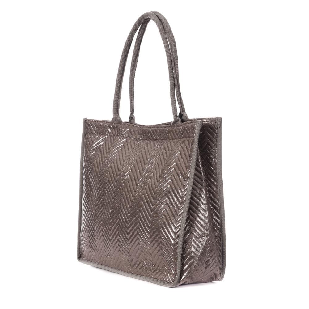 Sac Caba Fourre tout Gris Métallique Stella Green Matelasse Chevron 3 3