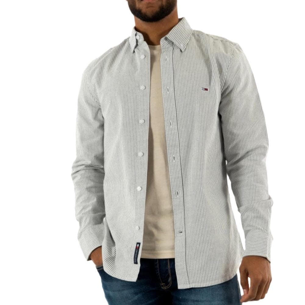 Chemise Rayures Vert/Blanc Homme Tommy Hilfiger Slim Stripes 1