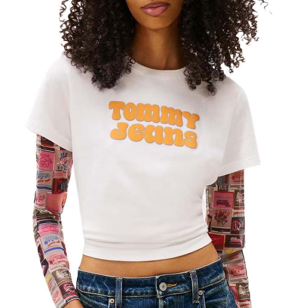 T-shirt Blanc/Jaune Femme Tommy Hilfiger Tjw Reg Essential 1