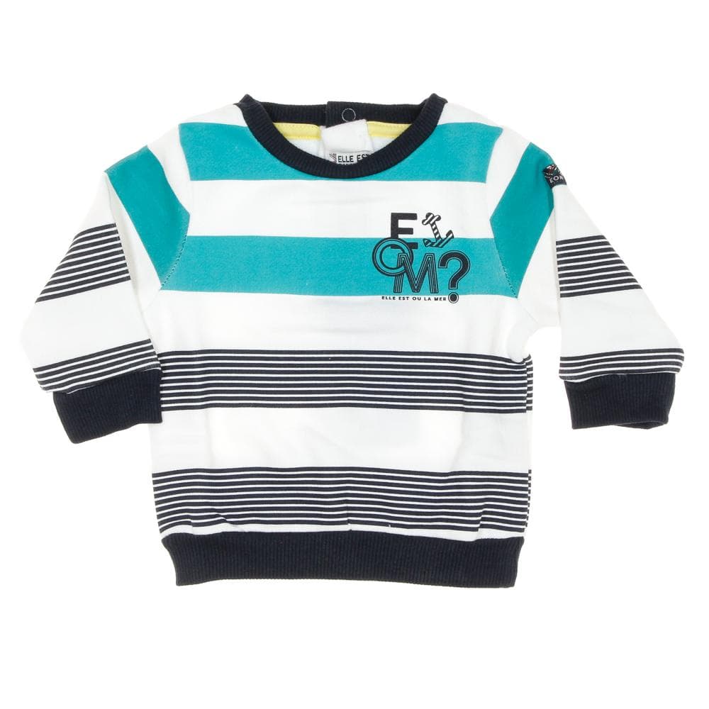 Sweat Vert/Marine à Rayures Garçon EOM Sweat 1