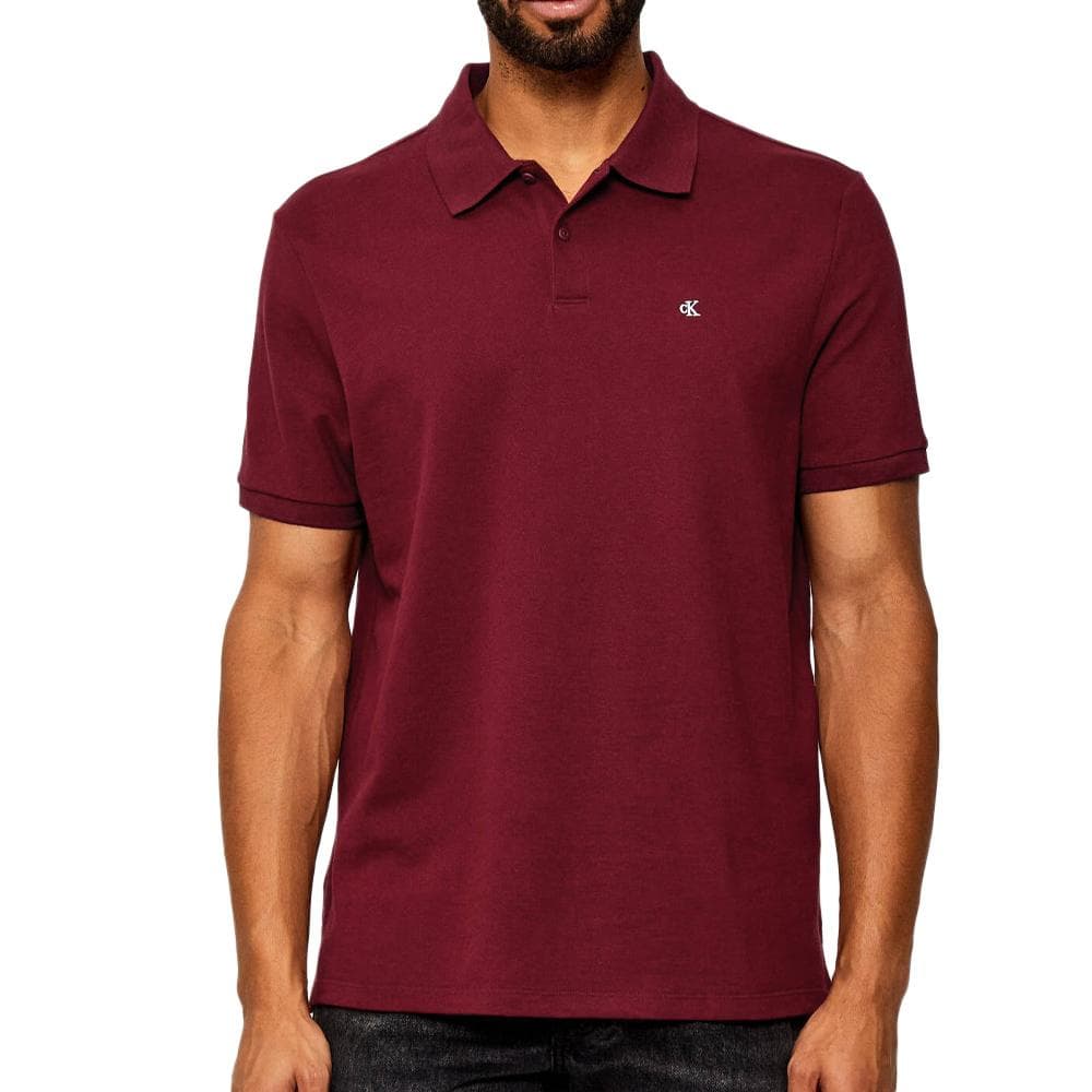 Polo Bordeaux Homme Calvin Klein Jeans Ss Monogram Pique 1