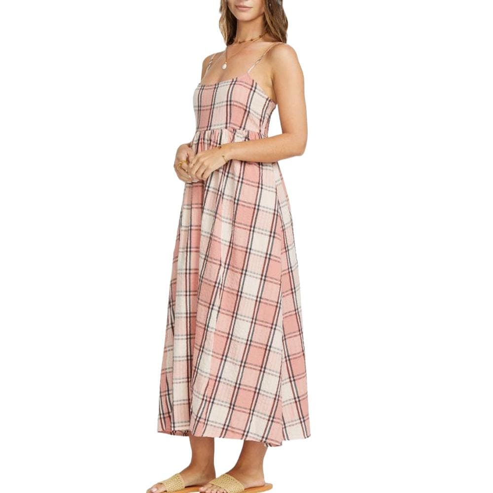 Robe Rose à Carreaux Femme Billabong All Day Midi 1