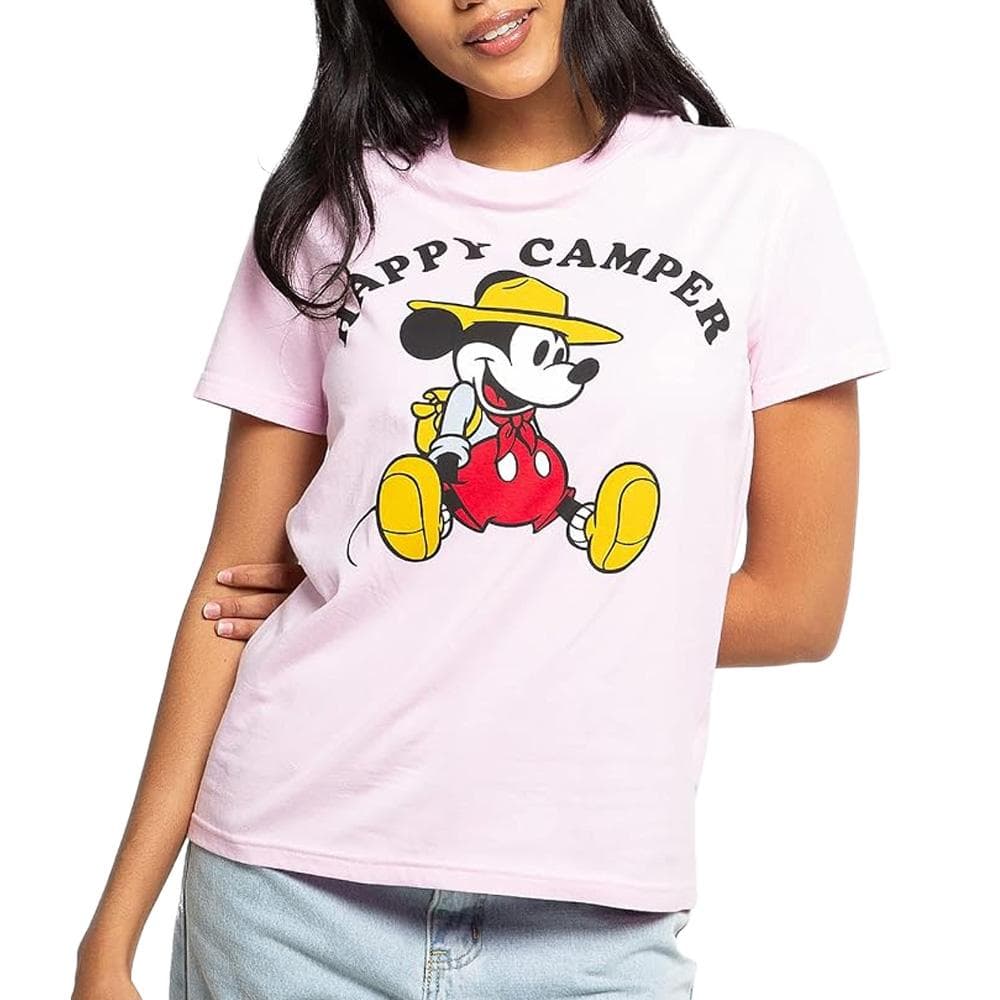 T-Shirt Rose Femme Disney Mickey Happy Camper 1