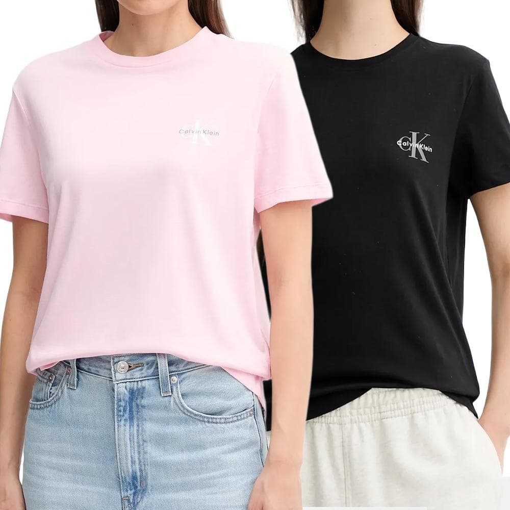 Lot de 2 T-Shirt Noir/Rose Femme Calvin Klein Jeans Monologo 1