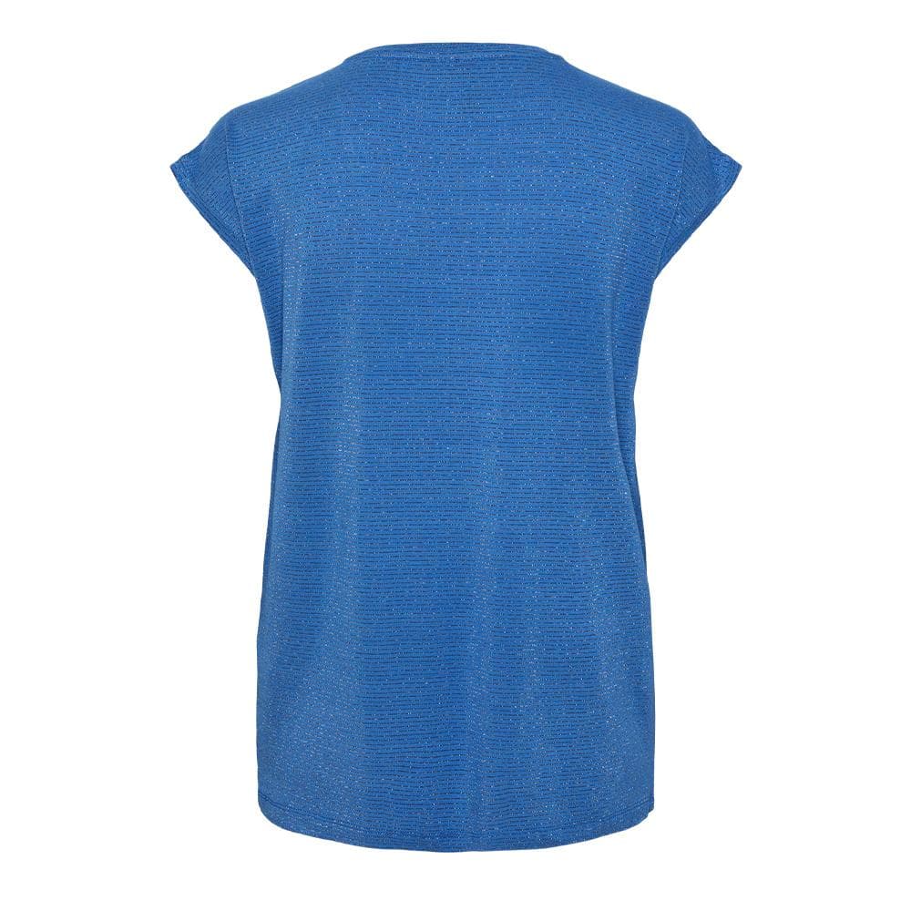 T-shirt Bleu Femme Pieces Lurex Stripes 2