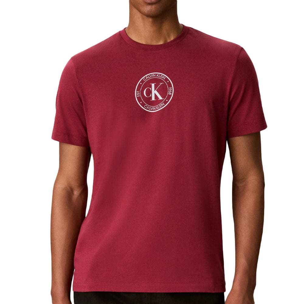T-Shirt Rouge Homme Calvin Klein Jeans Ss 30s Eu Crest 1