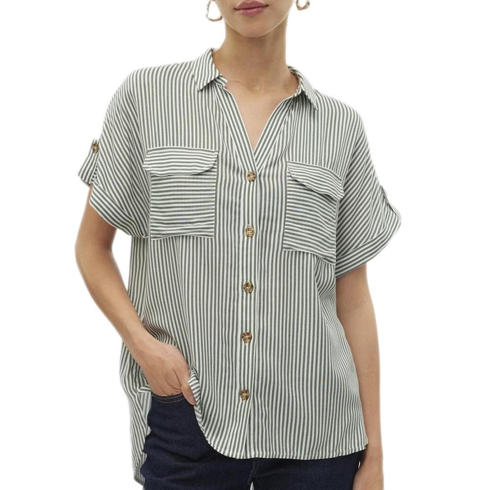 Chemise Blanche/Verte Femme Vero Moda Bumpy 10310139 1