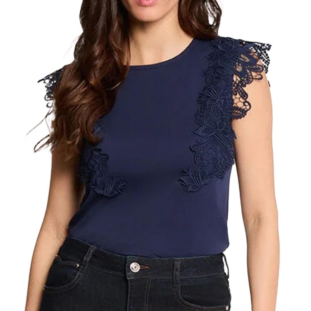 T-Shirt Marine Femme Morgan Fleurs 1