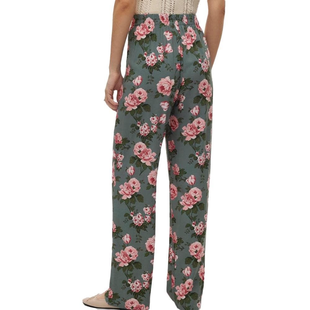 Pantalon Fluide Kaki/Rose à Motifs Femme Vero Moda Easy Joy 2