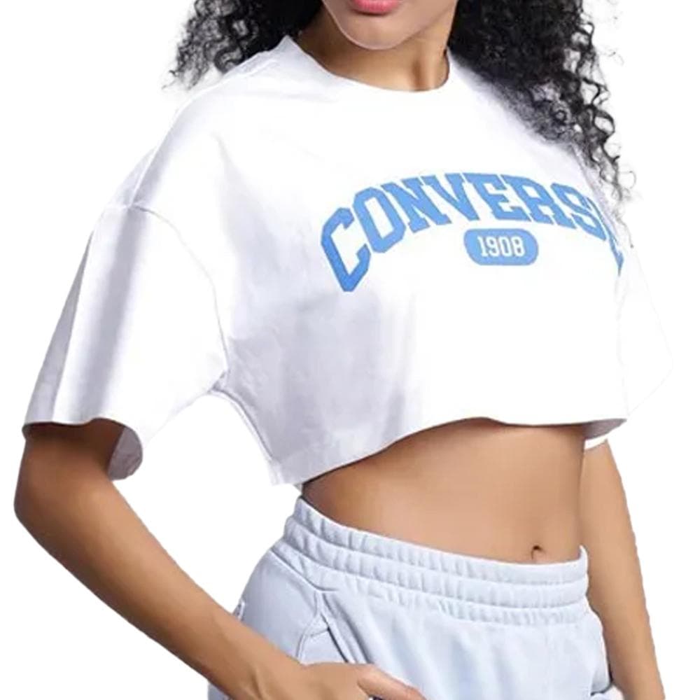 T-shirt Blanc/Bleu Femme Converse Sporty 1