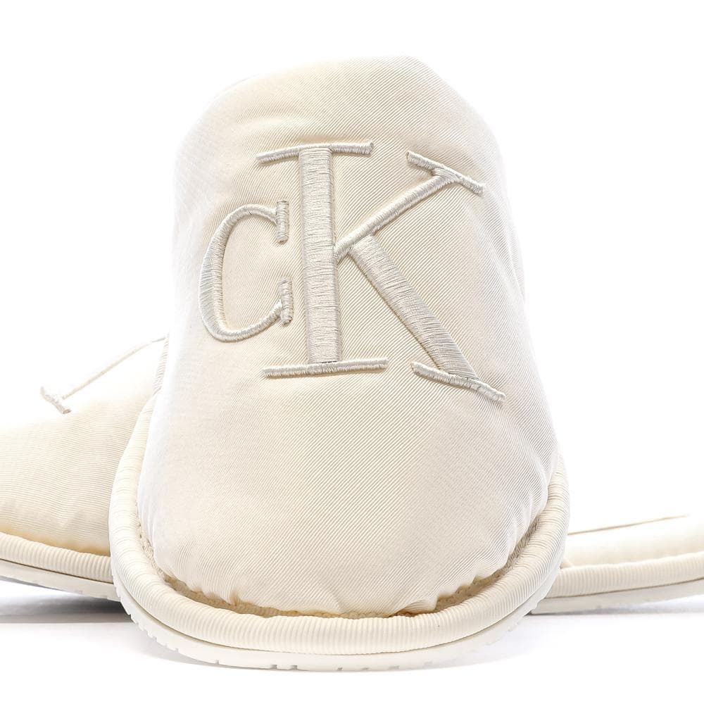 Chaussons Blanc Femme Calvin Klein Jeans Slipper Satin Moire 7