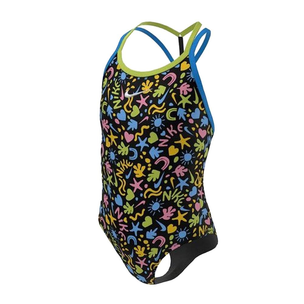 Maillot de bain 1 piece Noire/Vert/Bleu Fille Nike T-crossback 1