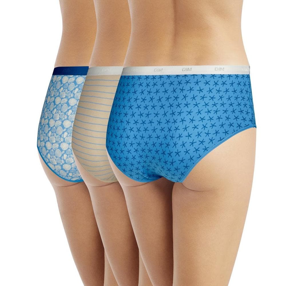 X3 Boxers Bleu/Beige Femme Dim Shorty Femme Les Pockets Coton 2