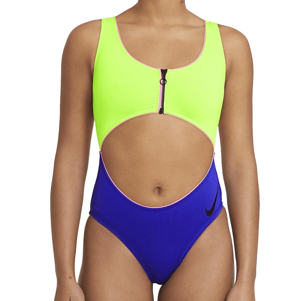 Maillot de bain 1 pièce Jaune/Bleu Femme Nike Cutout 1