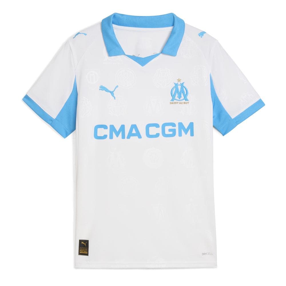 OM Maillot de football Blanc/Turquoise Garçon Puma Home 1