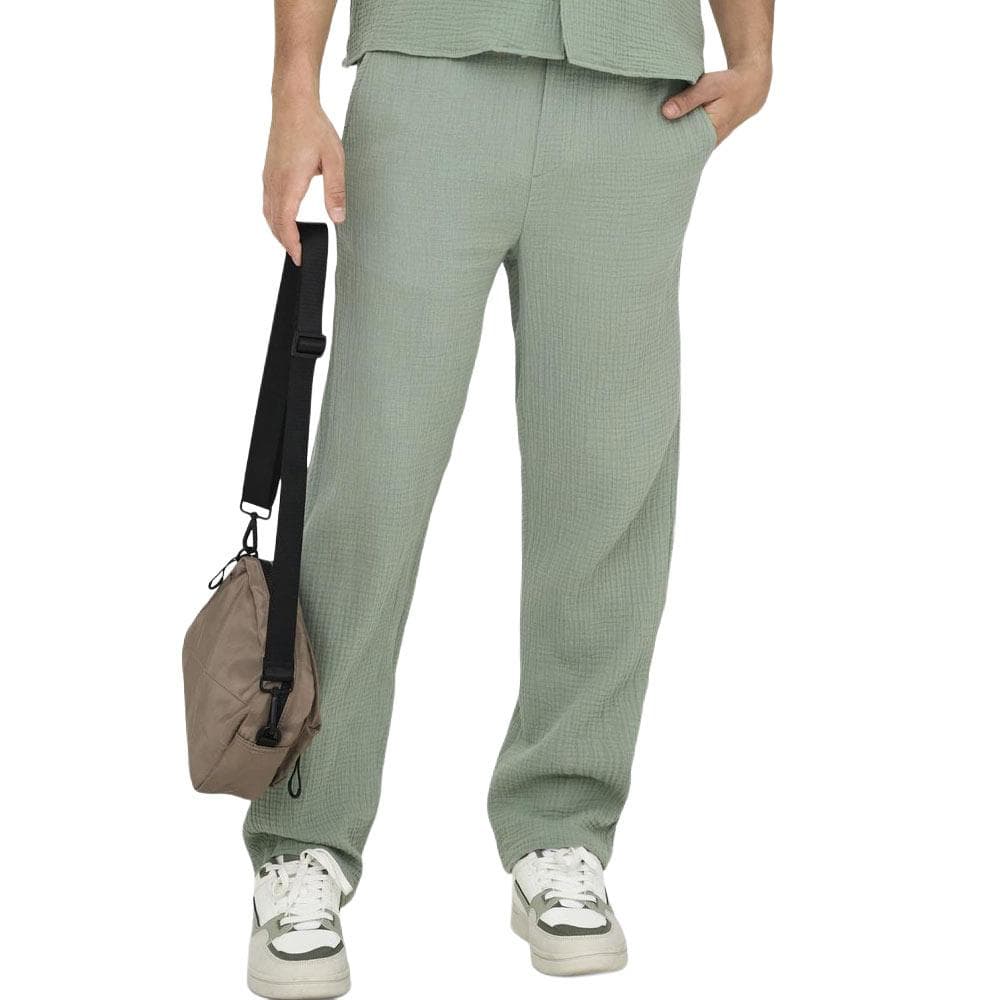 Pantalon Fluide Gaz de coton Vert Homme Only & Sons Onssinus 0158 1