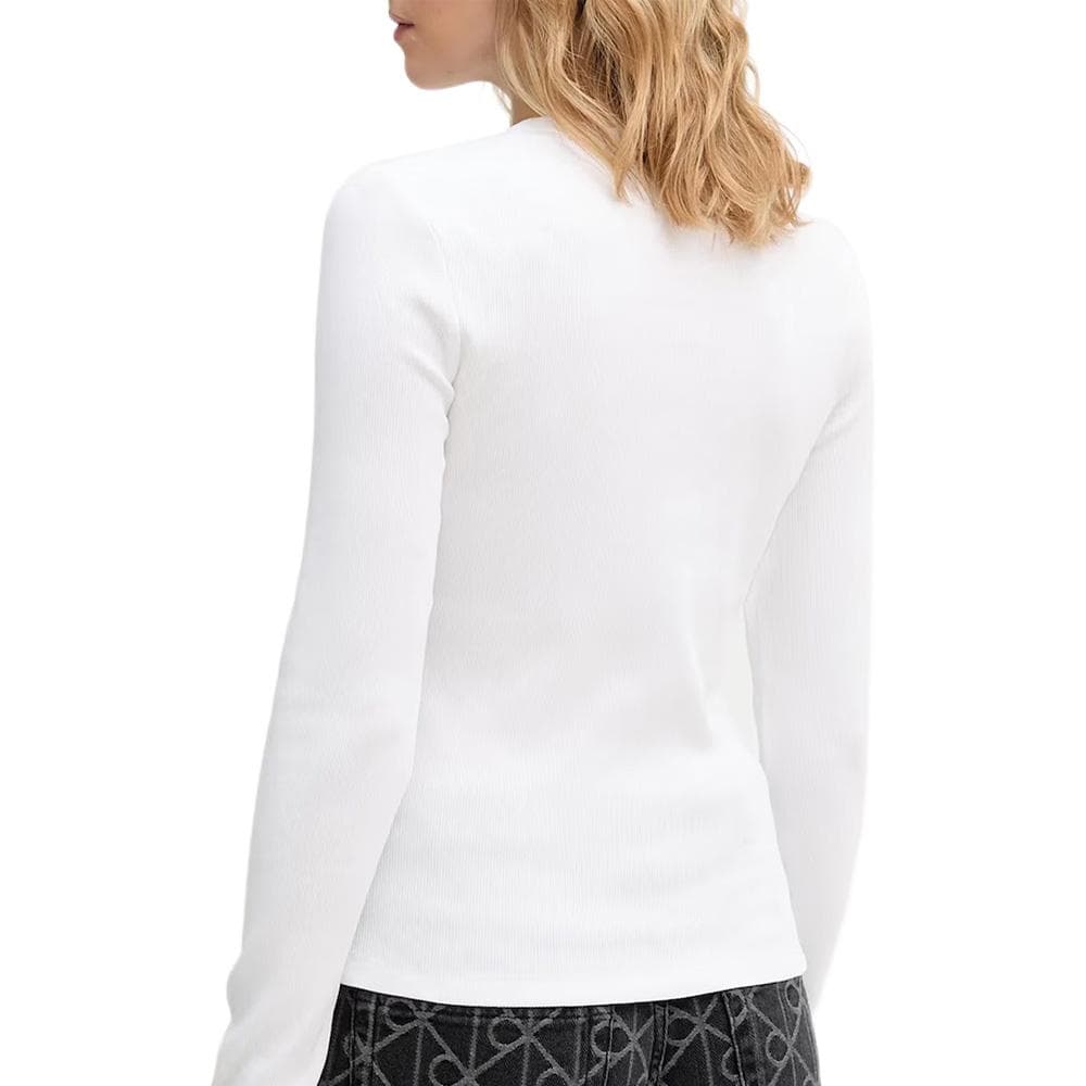 T-Shirt Manches Longues Blanc Femme Calvin Klein Jeans Label 2