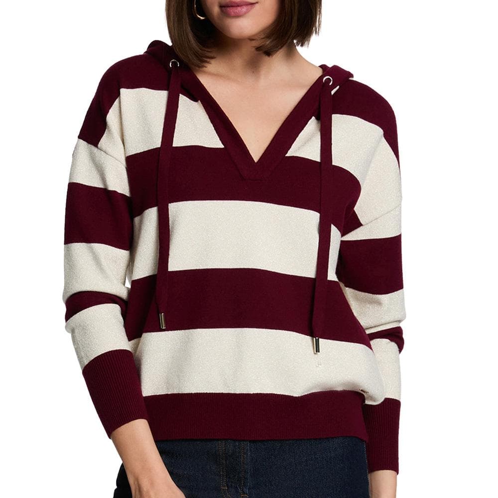 Pull Blanc/Bordeaux Femme Morgan Preppy 1