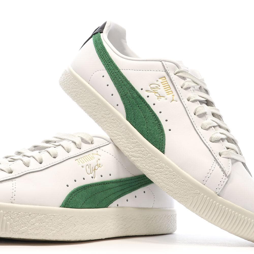 Baskets Blanches/Vertes Homme Puma Clyde Base 7